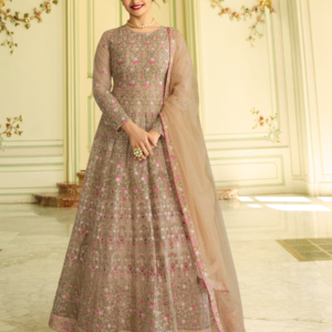 Kaseesh Premium Women's Embroidered Georgette Unstitched Gown, Party Wear, Wedding Dress - Image 3