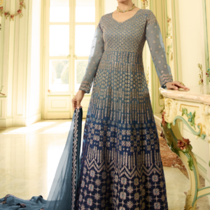 Kaseesh Premium Women's Embroidered Georgette Unstitched Gown, Party Wear, Wedding Dress - Image 4