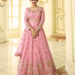 Kaseesh Premium Women's Embroidered Georgette Unstitched Gown, Party Wear, Wedding Dress - Image 5