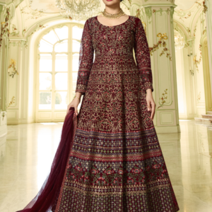 Kaseesh Premium Women's Embroidered Georgette Unstitched Gown, Party Wear, Wedding Dress - Image 6